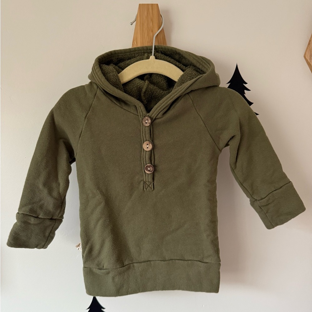 Childhood Clothing Henley Hoodie - Olive - 6-12 Months